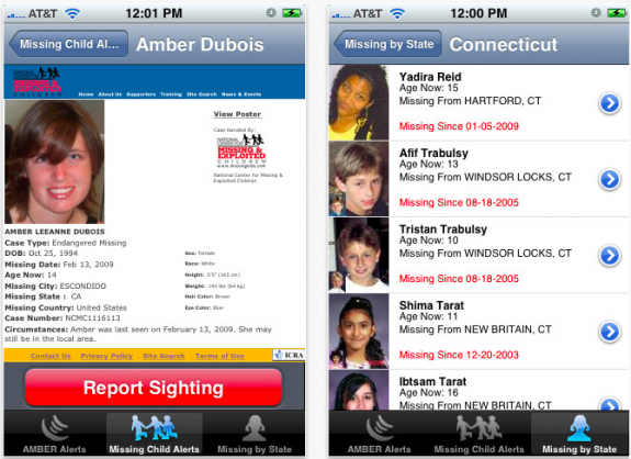 The free iPhone Amber Alert app offers more information.
