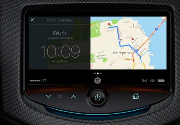 Apple's iCar push begins with iOS in the Car, a feature that will apparently use AirPlay to put iPhone info on the in-dash screen of many car models.