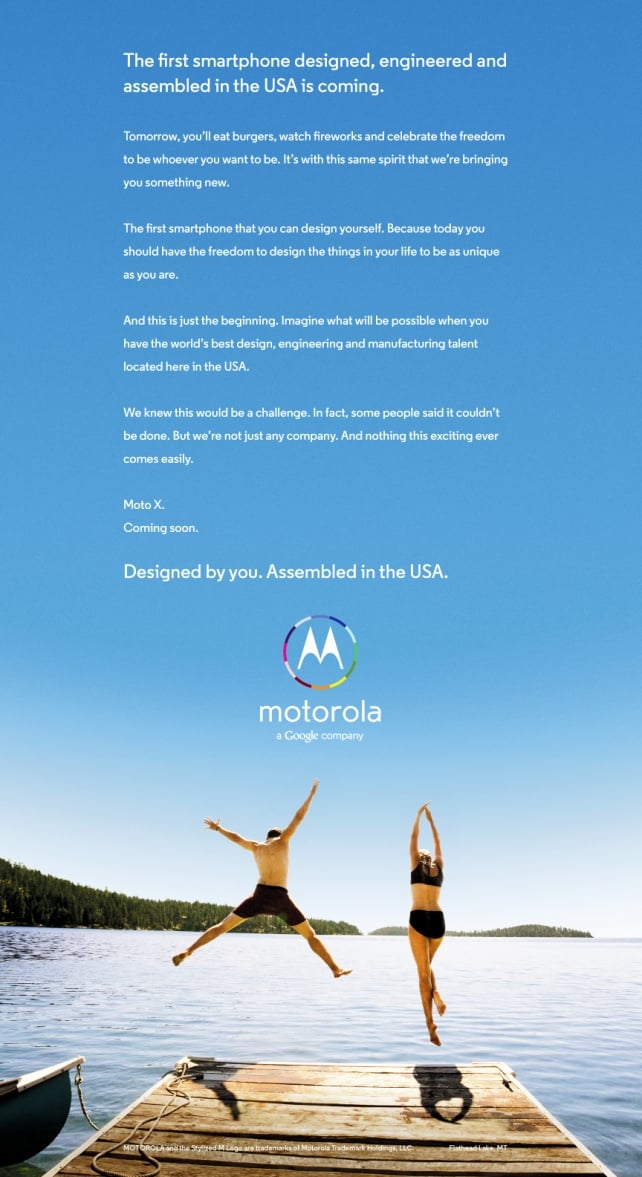 This is the first ad for the Moto X.