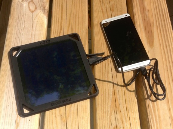 BoostSolar charging the HTC One.