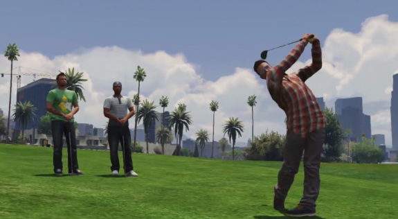 Grand Theft Auto Online isn't all murder and thievery. Relax and golf with friends.