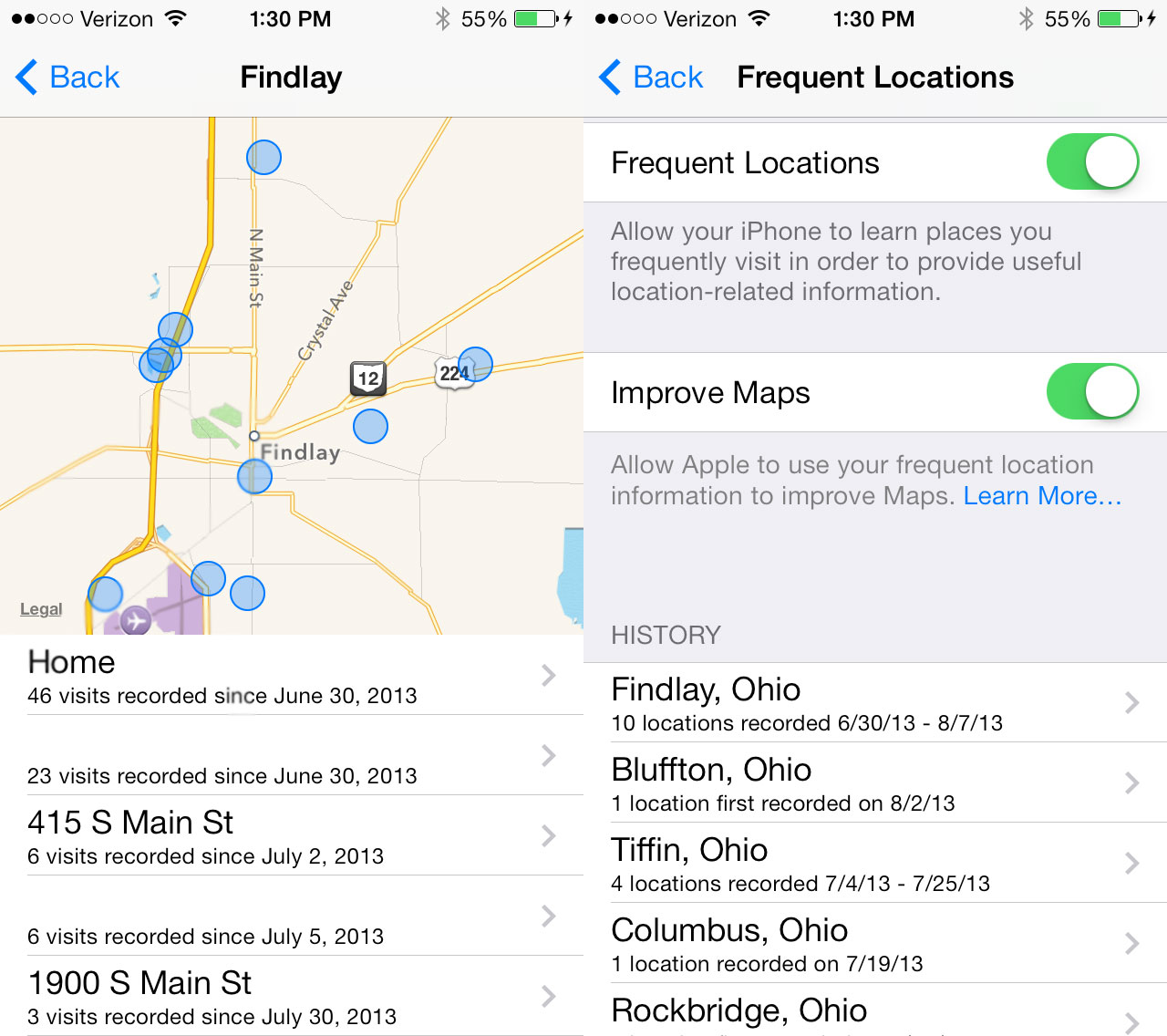 Take a look at your frequent locations in iOS 7 beta 5.