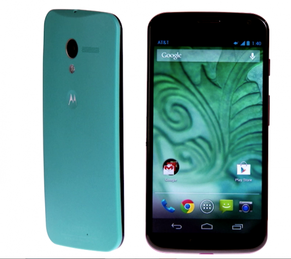 The Moto X design features curves and colors.
