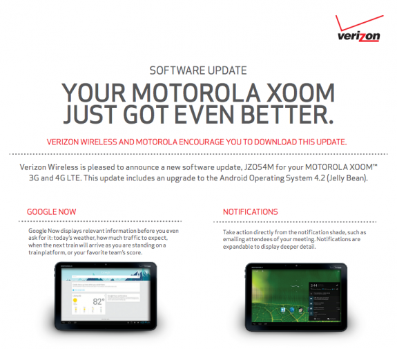 The Verizon Xoom will be getting Android 4.2.