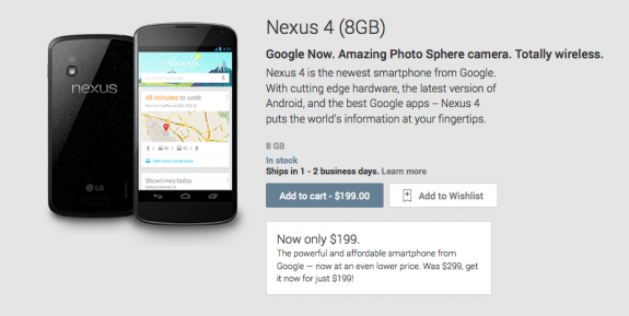 The Nexus 4 16GB is now $250.