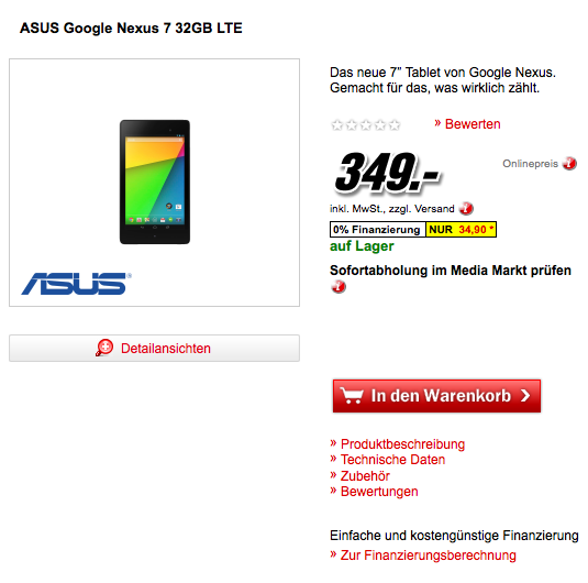 At least one retailer is already selling the Nexus 7 LTE.