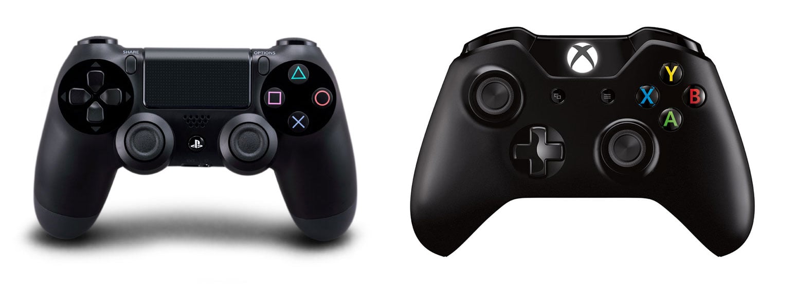 PS4 controller vs. Xbox One controller.