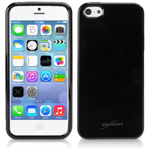 A black iPhone 5C case offers an option to dress up the colorful iPhone 5C.