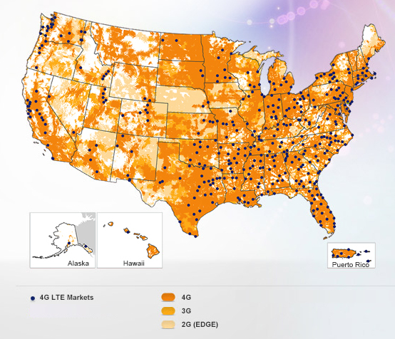 AT&T 4G LTE coverage.