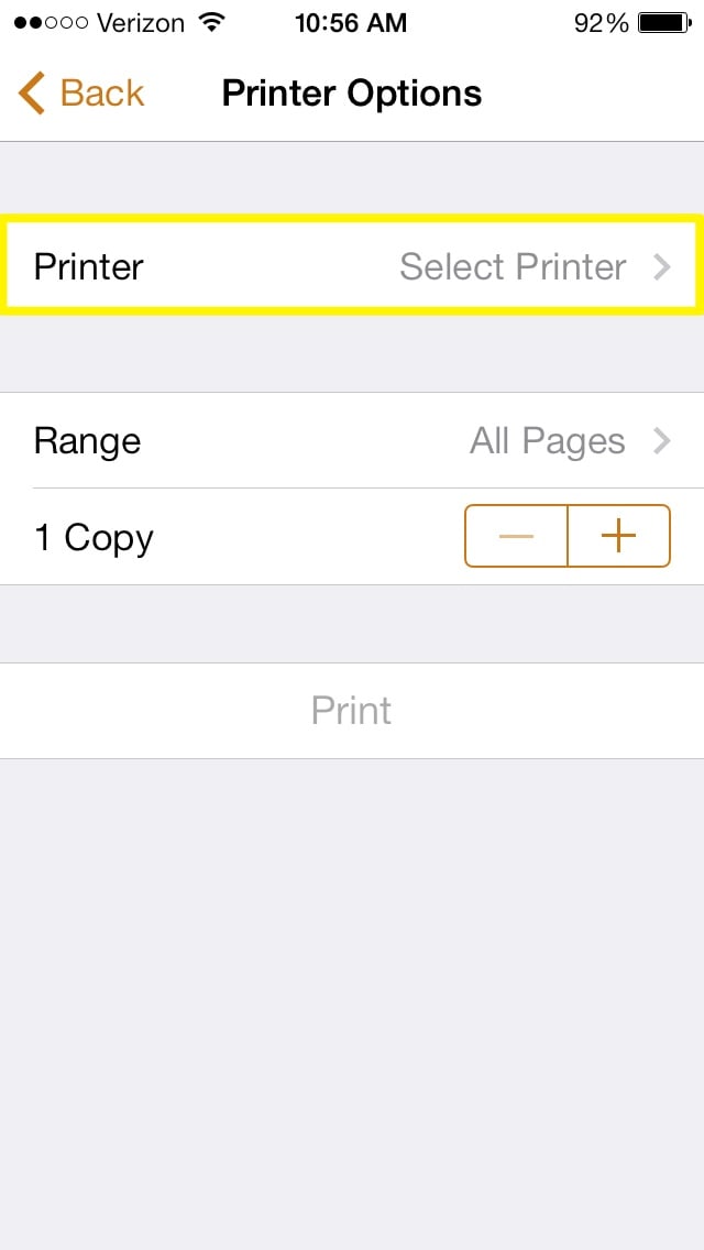 how to print from evernote app