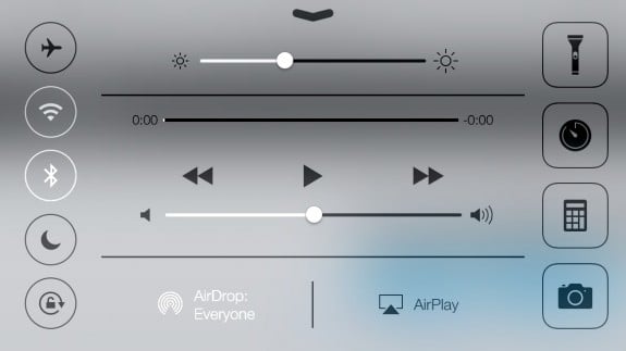 Control Center in iOS 7 also works in Landscape.