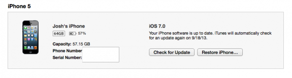 Click Check for update to upgrade to iOS 7.