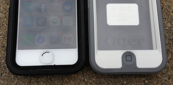 Notice the new OtterBox iPhone 5s case features an open button design, compared to the iPhone 5 case.