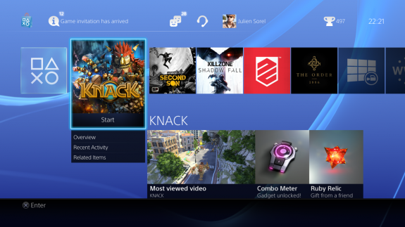 The updated software for the PlayStation 4. PS4 software