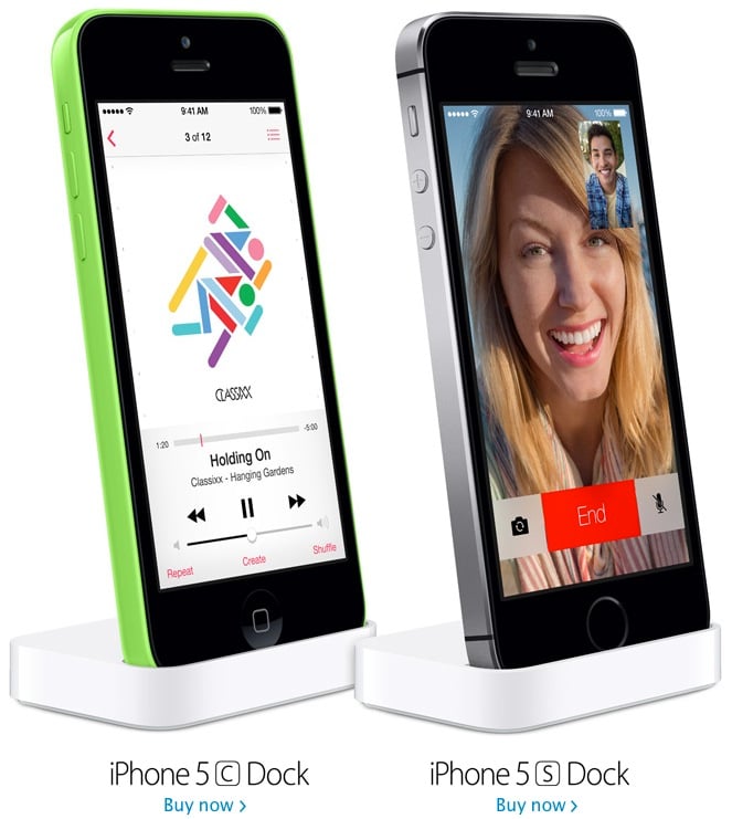 The iPhone 5S dock with Lightning cable also works with the iPhone 5.