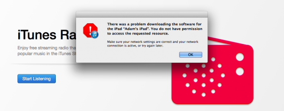 Another error when installing iOS 7 through iTunes. 