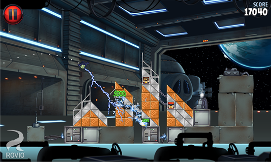 One of the levels from Angry Birds Space 2.