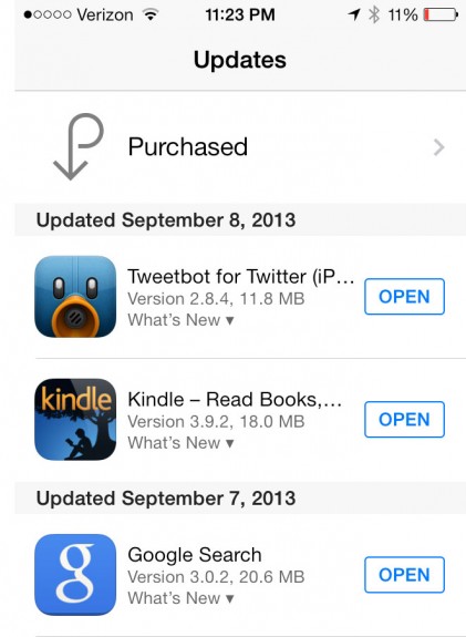 Apps will automatically update on iOS 7.
