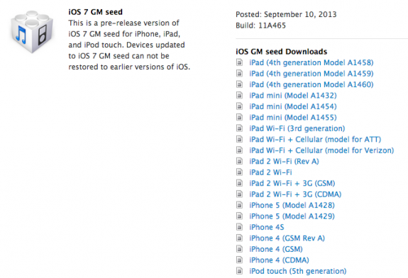 The iOS 7 GM release is here, marking the last beta before the iOS 7 download arrives as a free update to users.