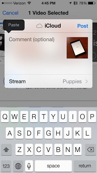 Share videos in Photo Stream on iOS 7. 