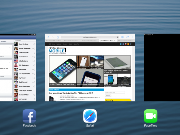 iOS 7 multitasking is at home on the iPad mini.