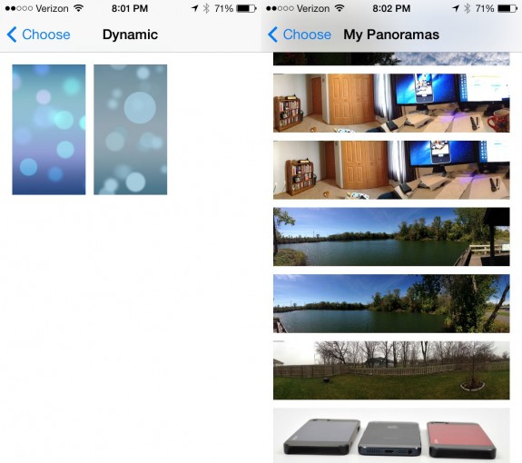 Pick a live wallpaper or a panoramic wallpaper on iOS 7.