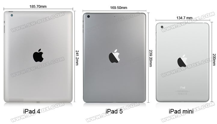 This photo shows how much smaller the iPad 5 could be compared to the iPad 4.