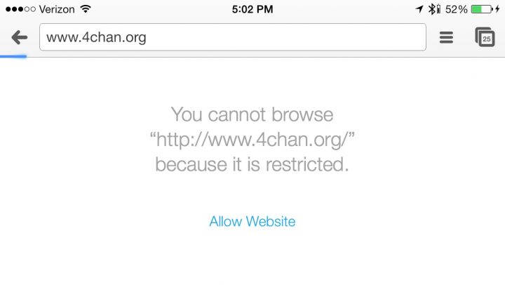 This is what someone will see when they try to visit a blocked site.