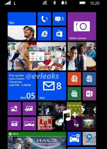 A screenshot taken from the Nokia Lumia Bandit, posted by Evleaks.