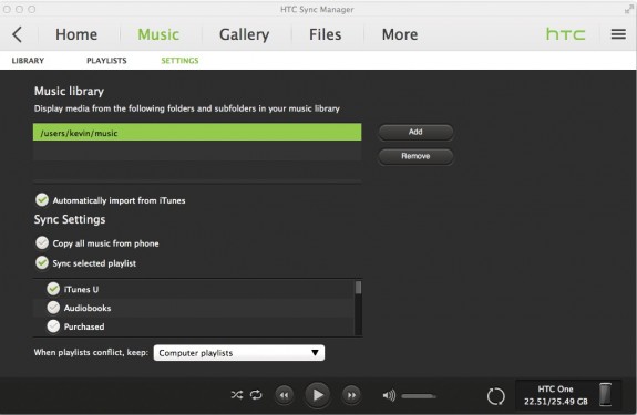 sync itunes playlists to htc one