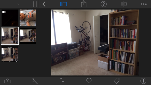 Editing the same photo in the iPhoto app on iOS 7