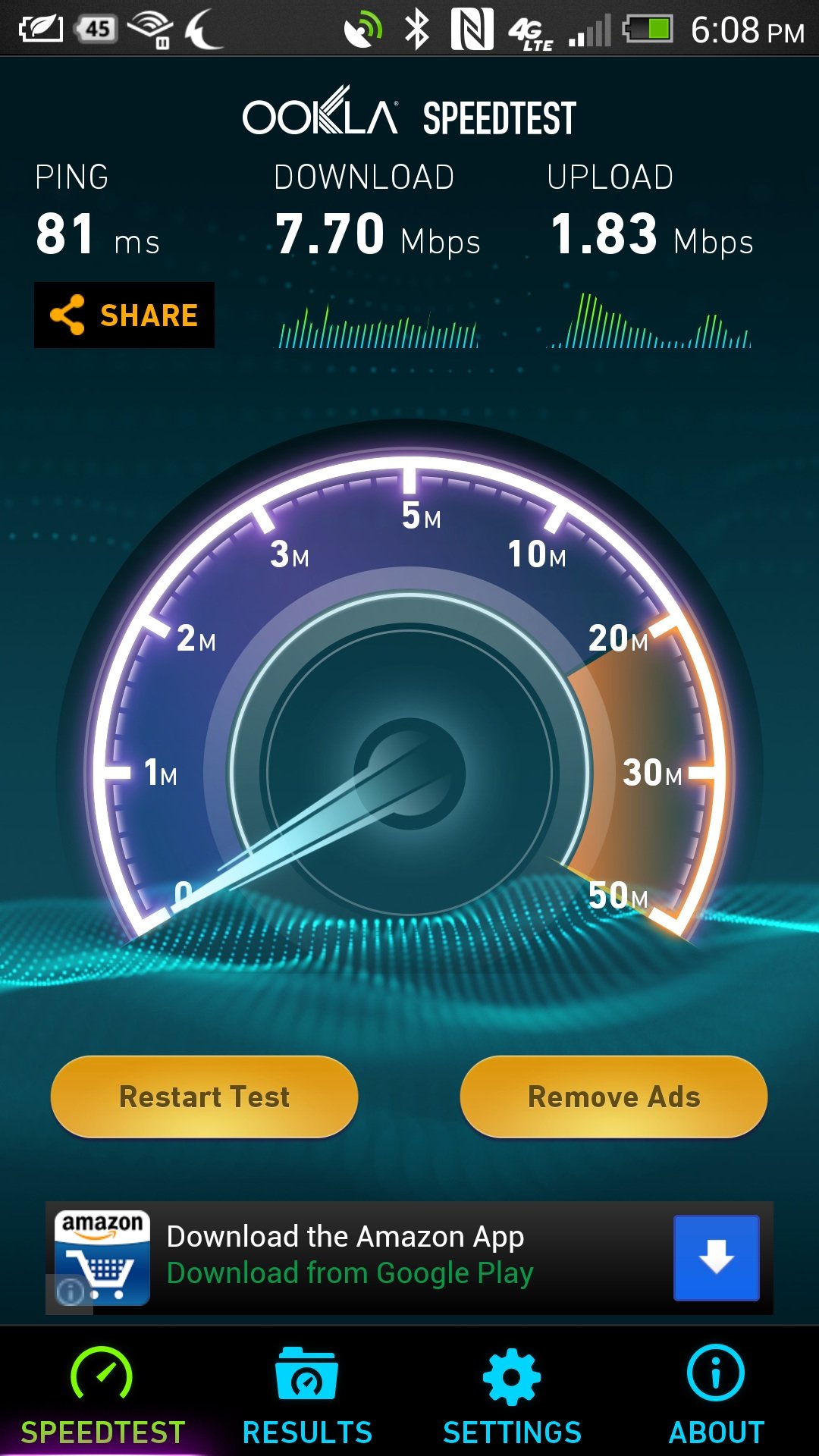 ATT 4G LTE speed test in weak area