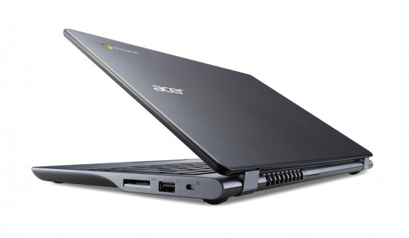 Acer Chromebook previewed at IDF rear view half closed