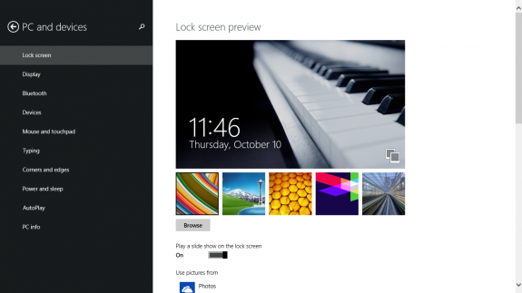 The new settings app works well for devices with touch screens and virtually every other method of input. How to Add a Slideshow to the Lock Screen in Windows 8.1 (5)