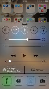 Control Center showing blurred transparency