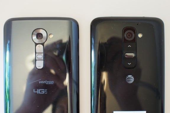 LG G2's glossy plastic back case attracts fingerprint and is non-removable. You can't increase the storage, replace the battery, or remove the battery cover with this year's sealed design.