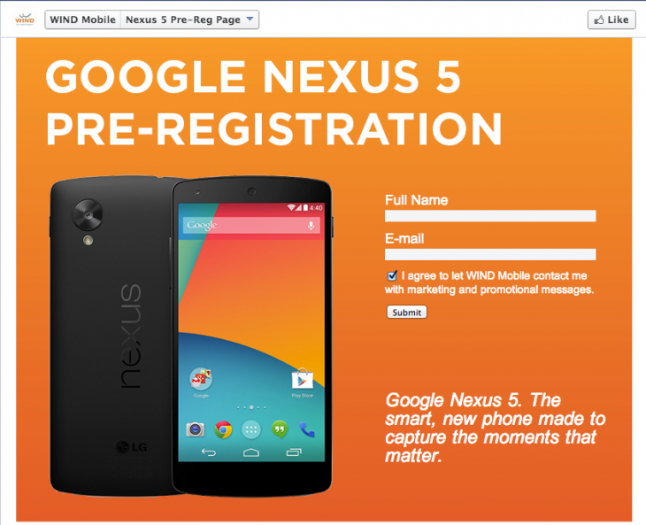 Notice the Nexus 5 pre-registration uses the same #momentsthatmatter phrase.
