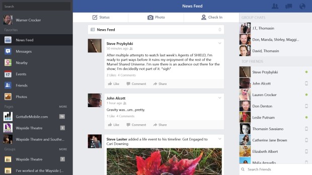 The Facebook Metro App for Surface 2