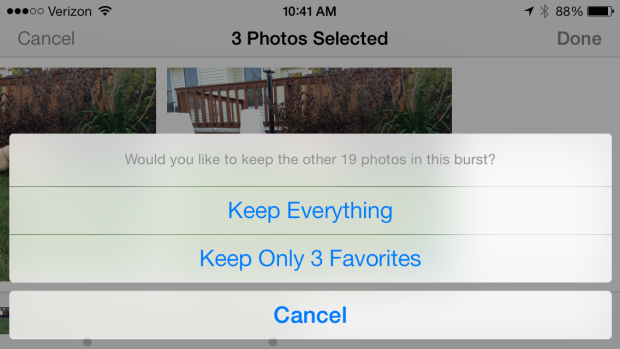 Quickly delete bad photos from a burst mode collection.