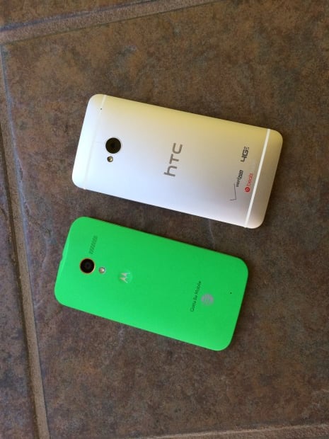 htc one and moto x back