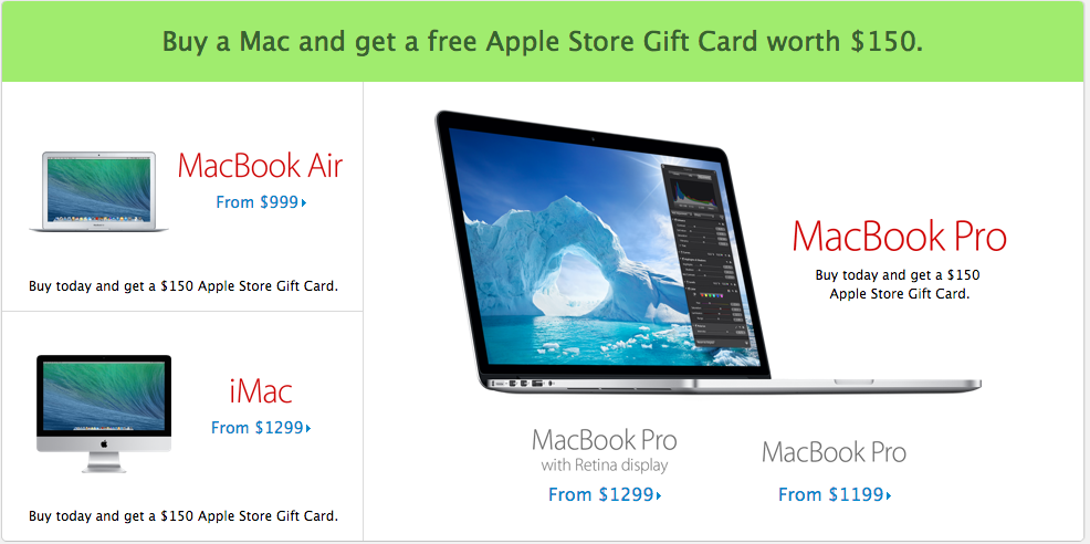 The Apple Store borrows form the Walmart Black Friday playbook to offer gift cards.
