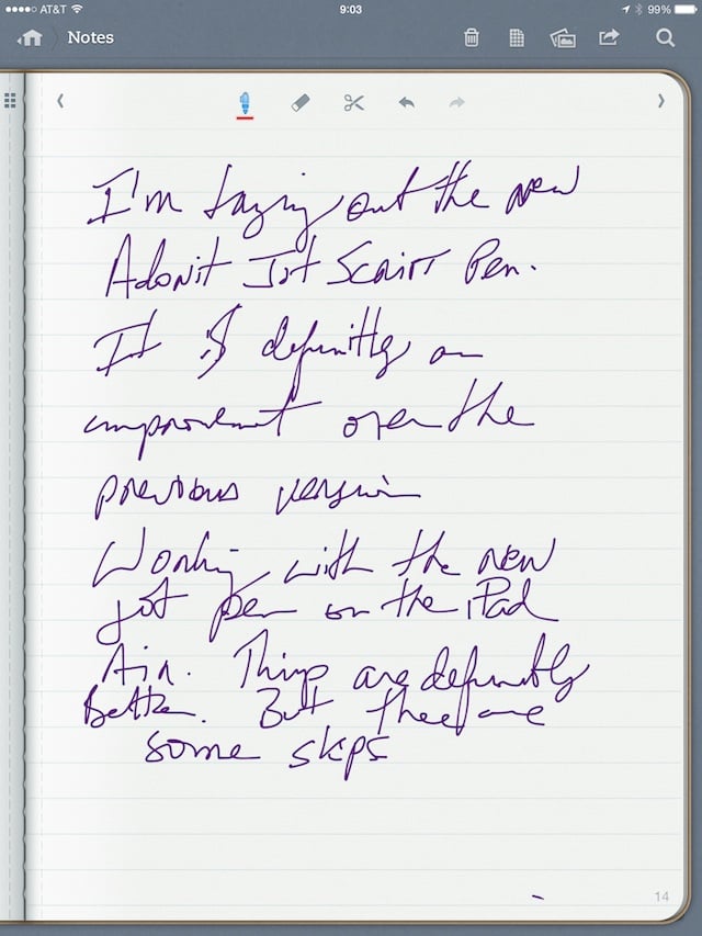 Inking with the second Adonit Jot Script Stylus is improved