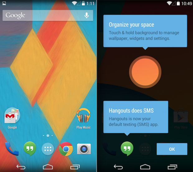 Here is the Nexus 5 Android 4.4 launcher which users can install with three files on the Nexus 4.