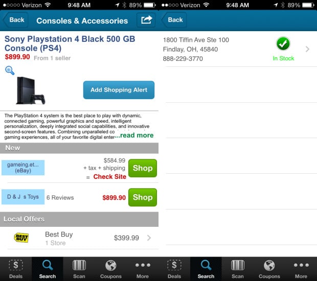 Check the stock of local stores for a PS4 with BuyVia's App.