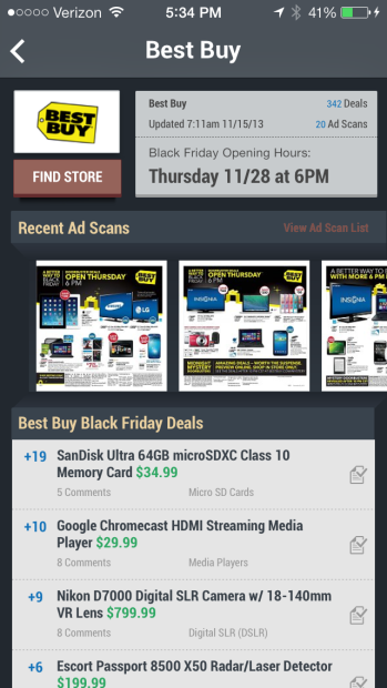 The Slickdeals Black Friday 2013 app offers a very nice layout and access to Slickdeals forums. 