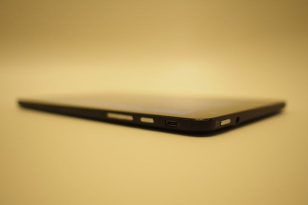 The buttons and ports occupy just two edges of the device.