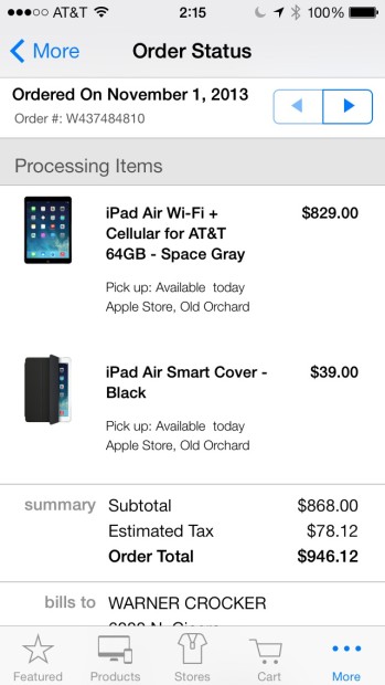 iPad Air goes on sale in US and is available for Personal Pickup.