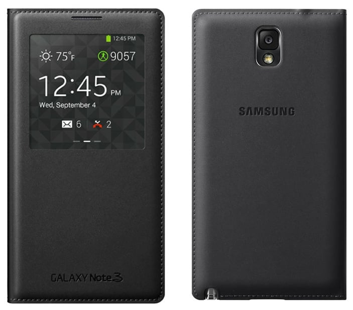 This Galaxy Note 3 case includes a window to see notifications and more.