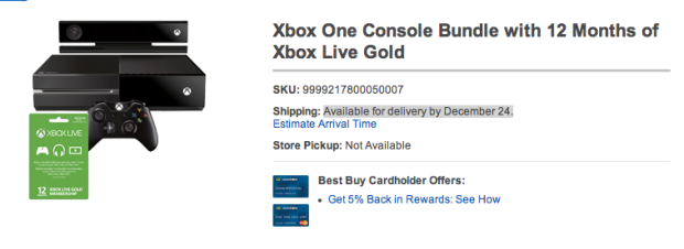 Grab an Xbox One in stock at Best Buy with delivery by Christmas Eve. 