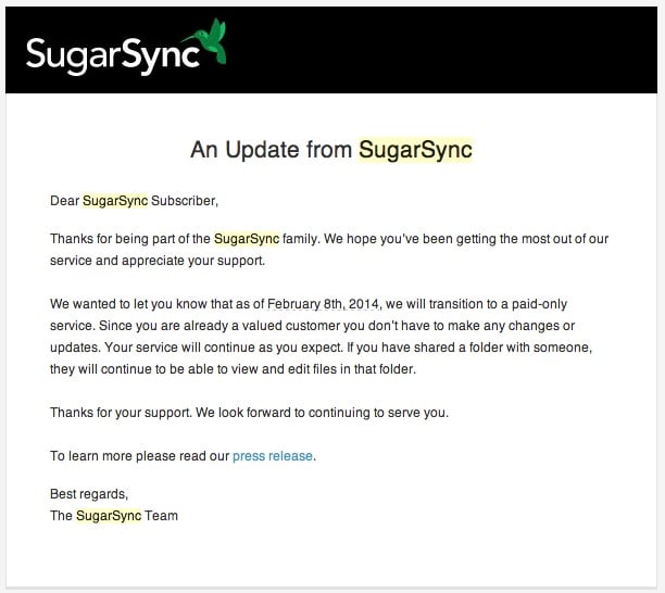 sugarsync email